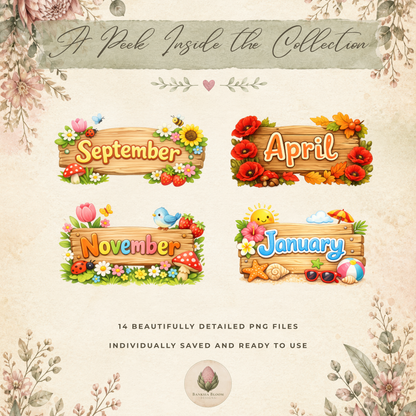 Clipart Pack - Sun-Shift Seasons Month Signs