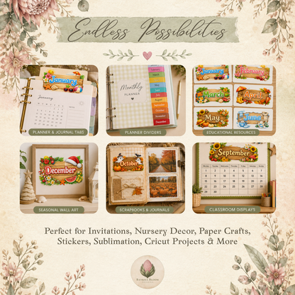 Clipart Pack - Sun-Shift Seasons Month Signs