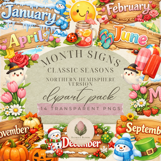 Clipart Pack - Classic Seasons Month Signs