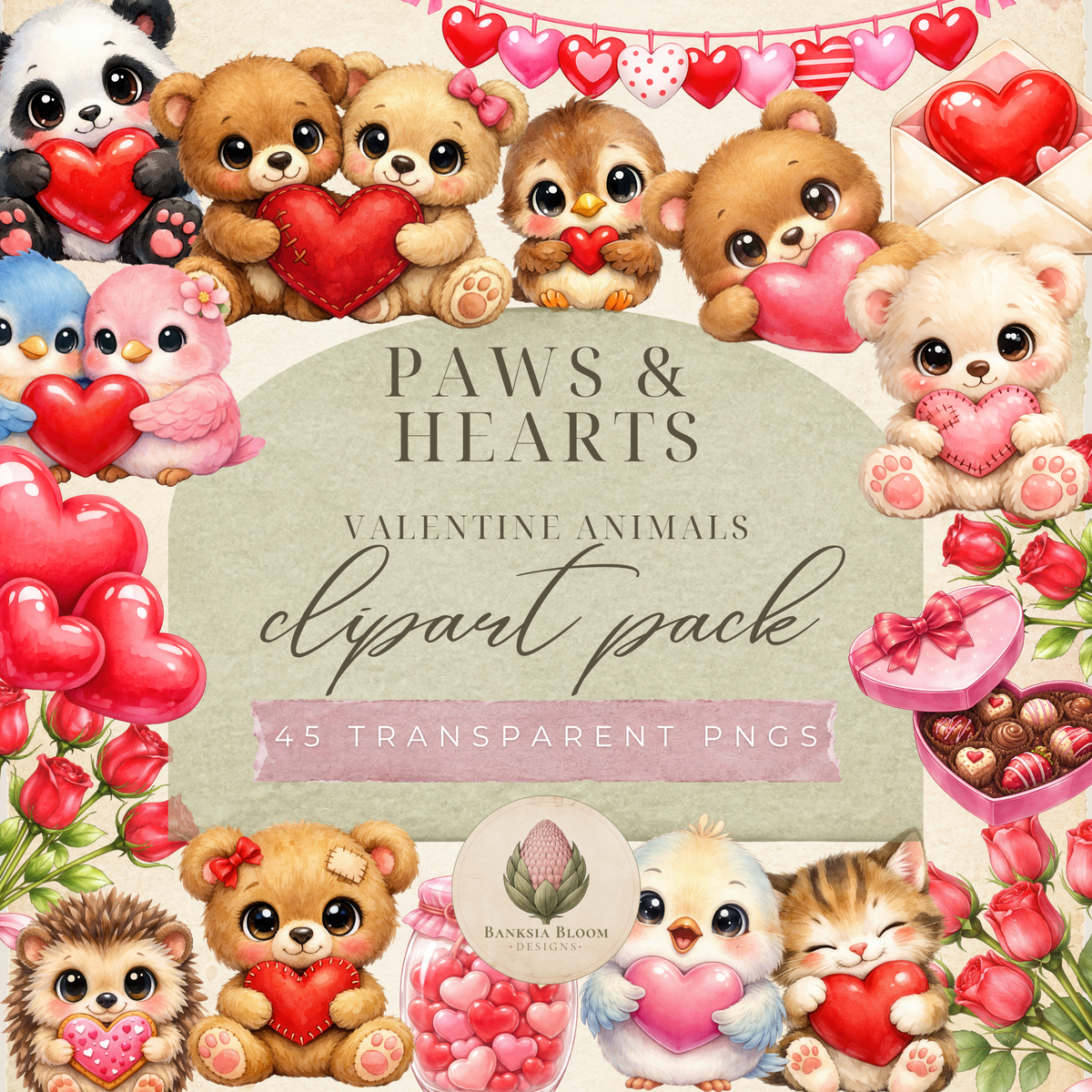 Clipart Pack - Paws & Hearts