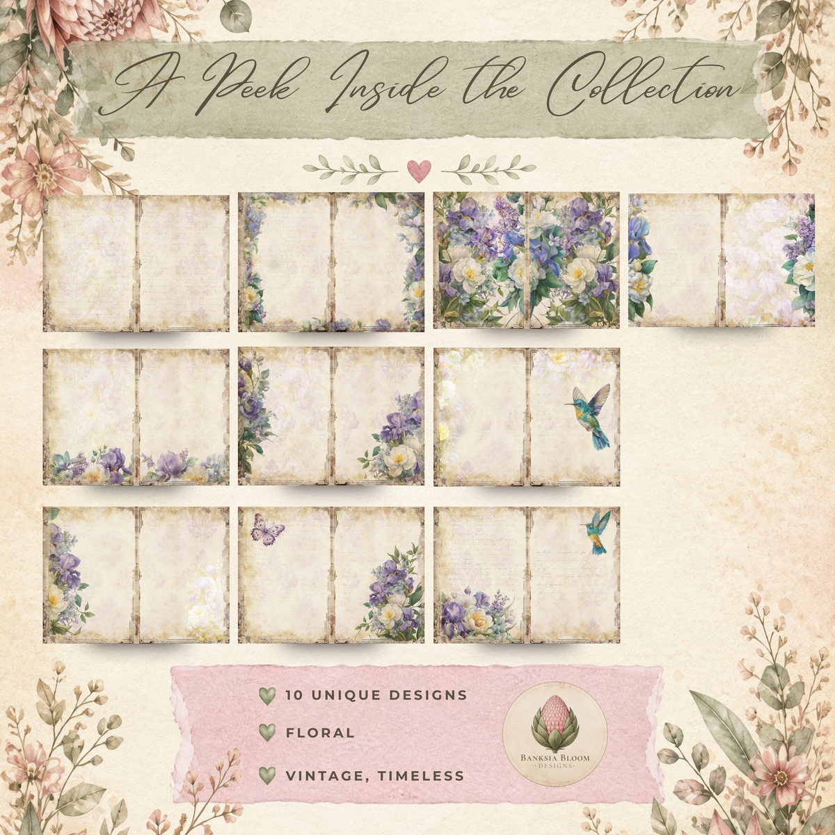 BBD - Printable Journal Pages - Hummingbird Garden