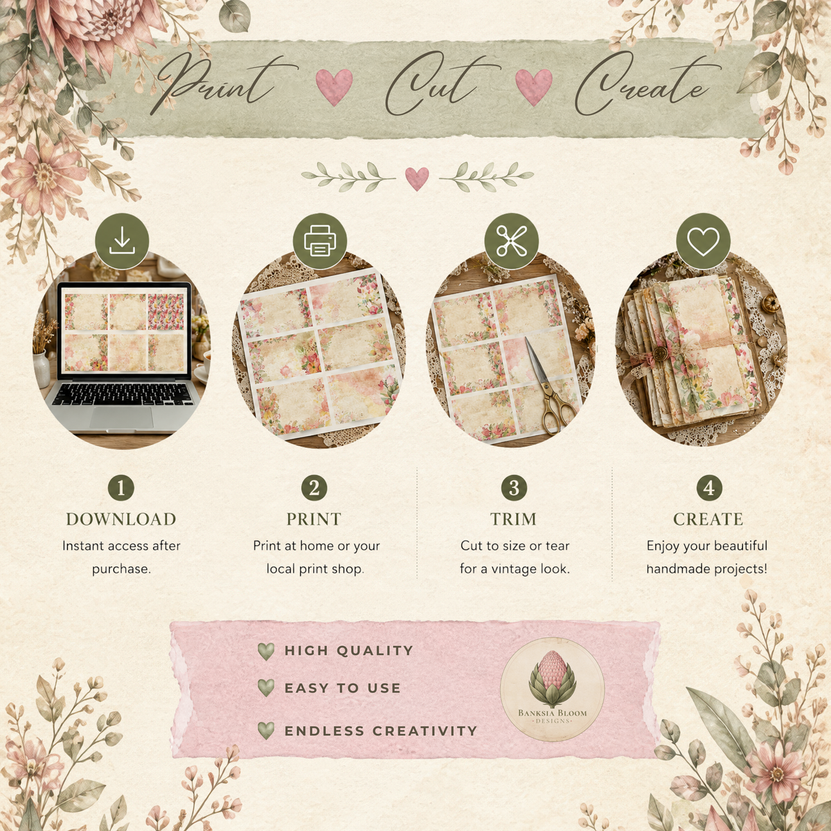 BBD - Printable Journal Pages - Blush & Banksia