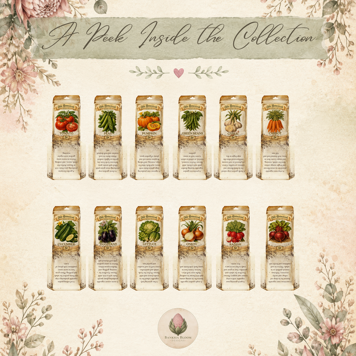 BBD Printable - Vintage Veggie Seed Packets