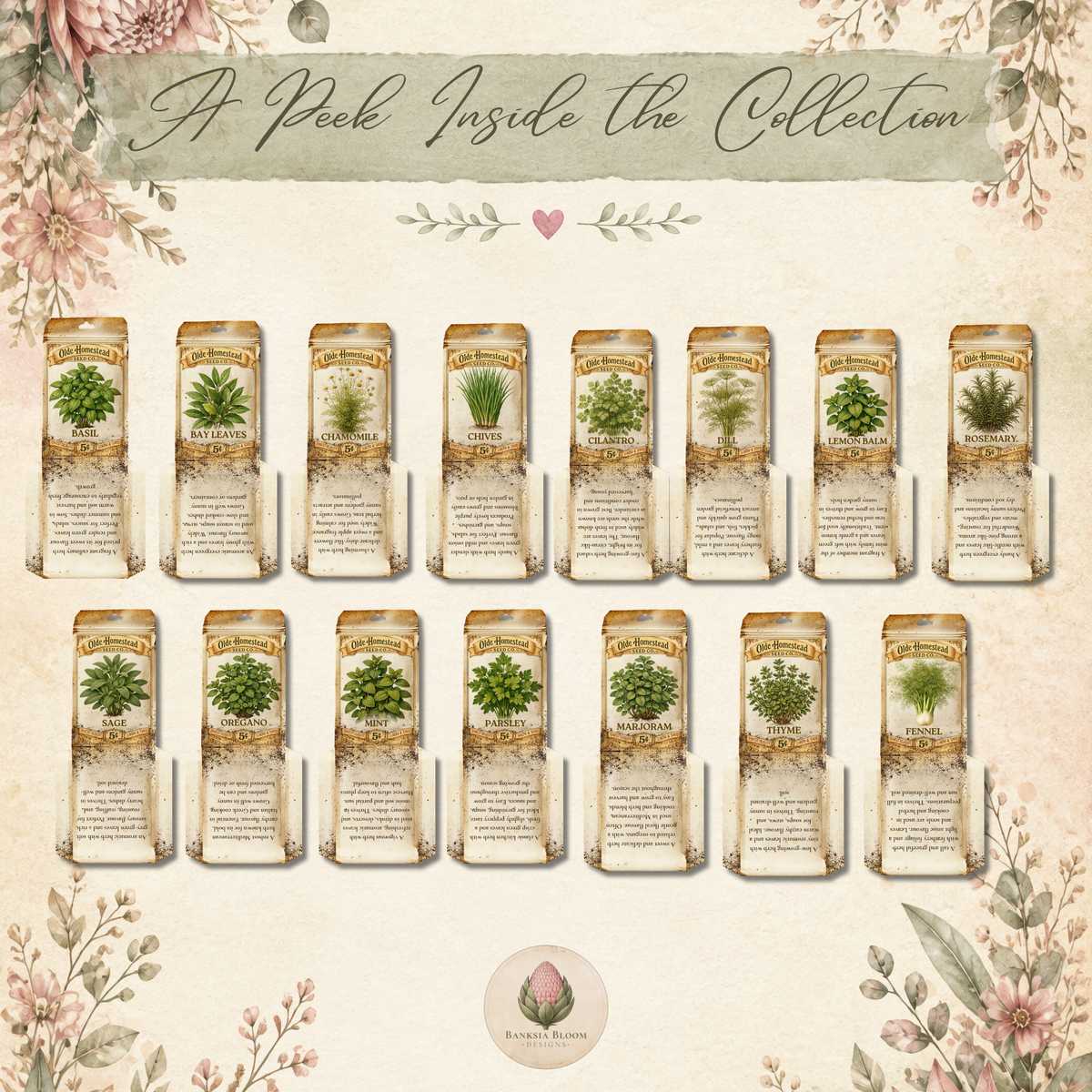 BBD Printable - Vintage Herbs Seed Packets