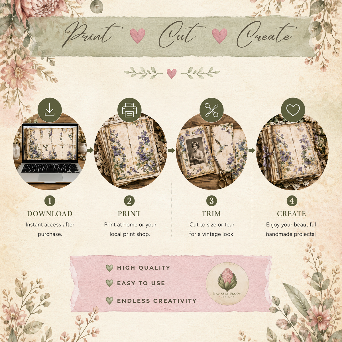 BBD - Printable Journal Pages - Hummingbird Garden