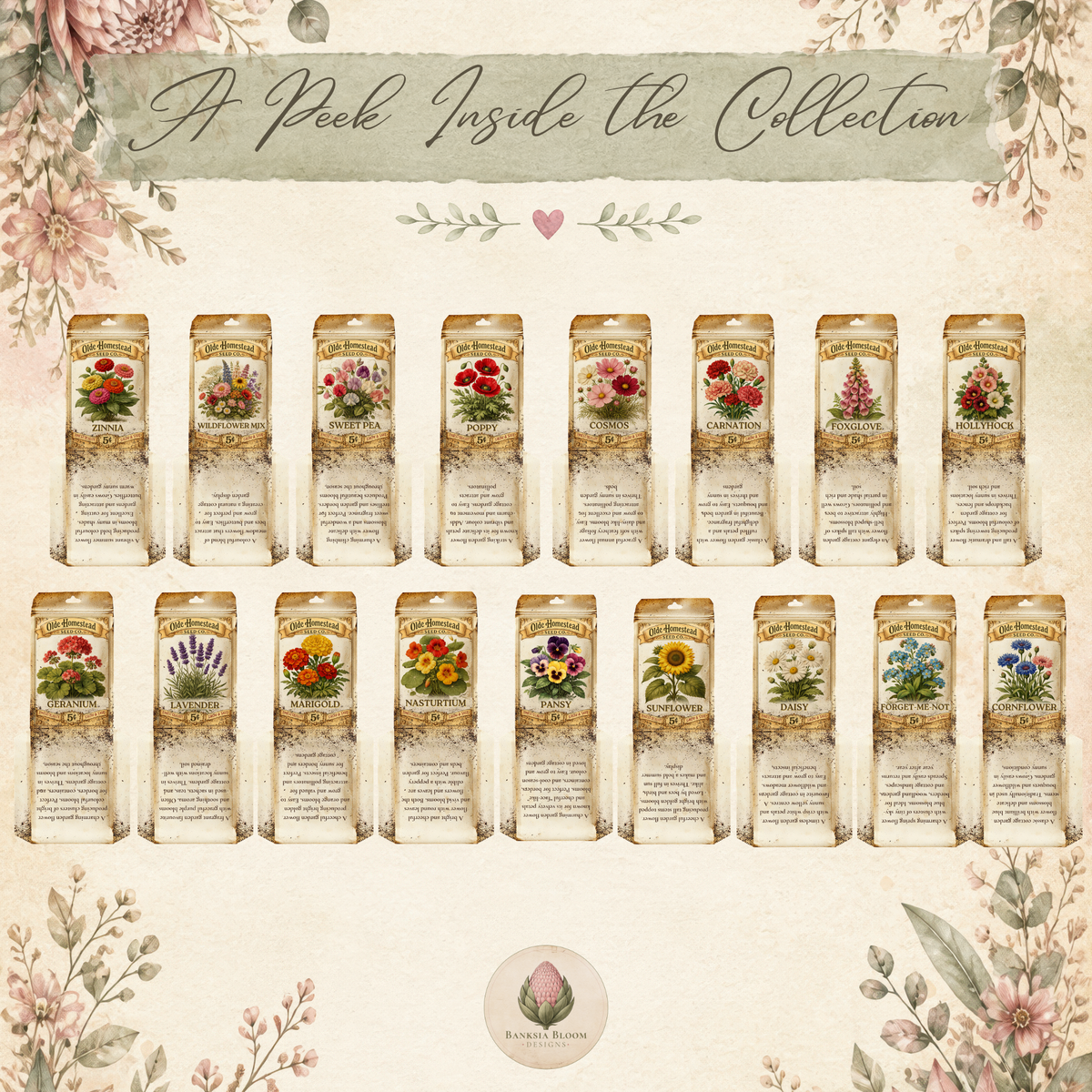 BBD Printable - Vintage Flower Seed Packets