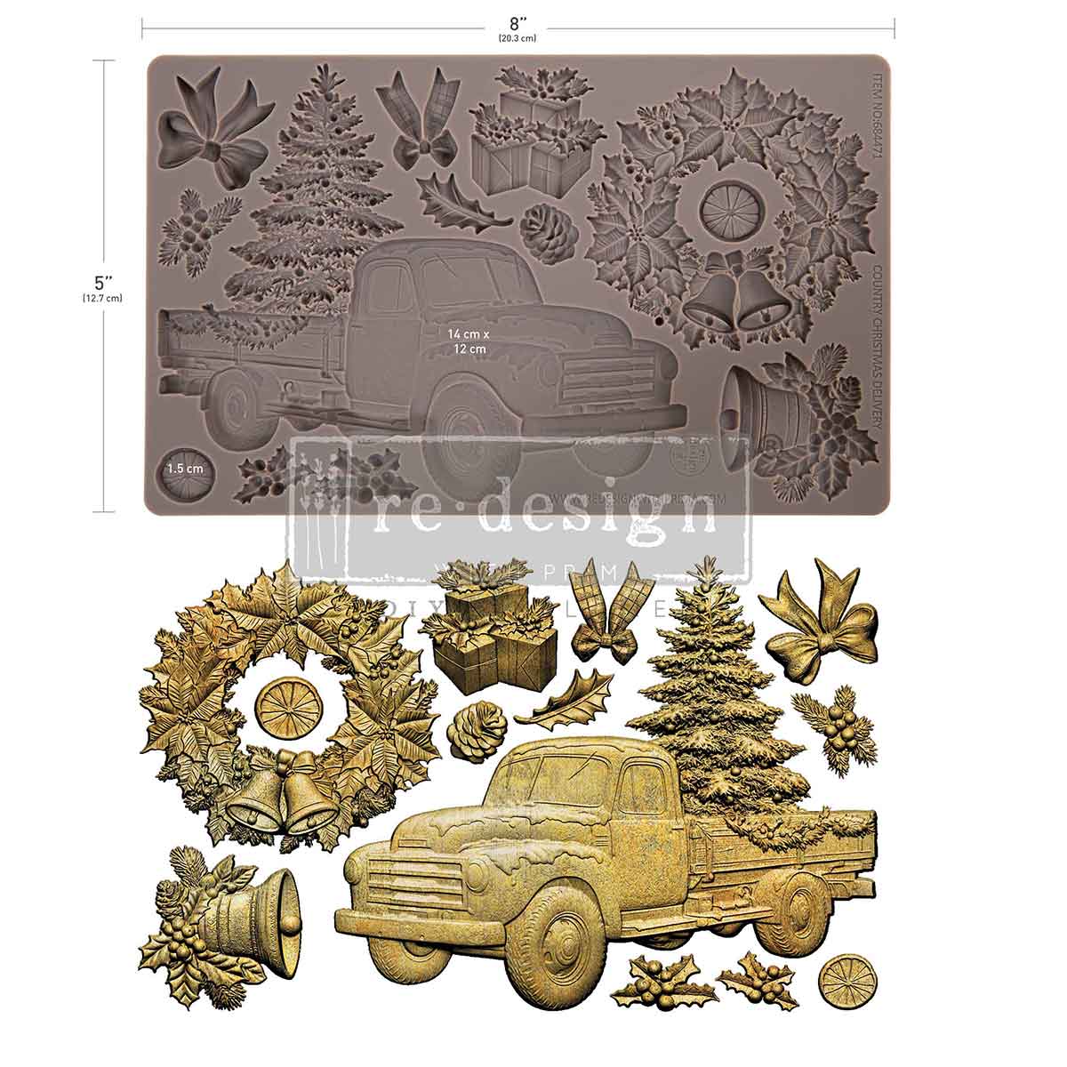 Decor Moulds® – Country Christmas Delivery – 1 pc, 5″x8″x8mm