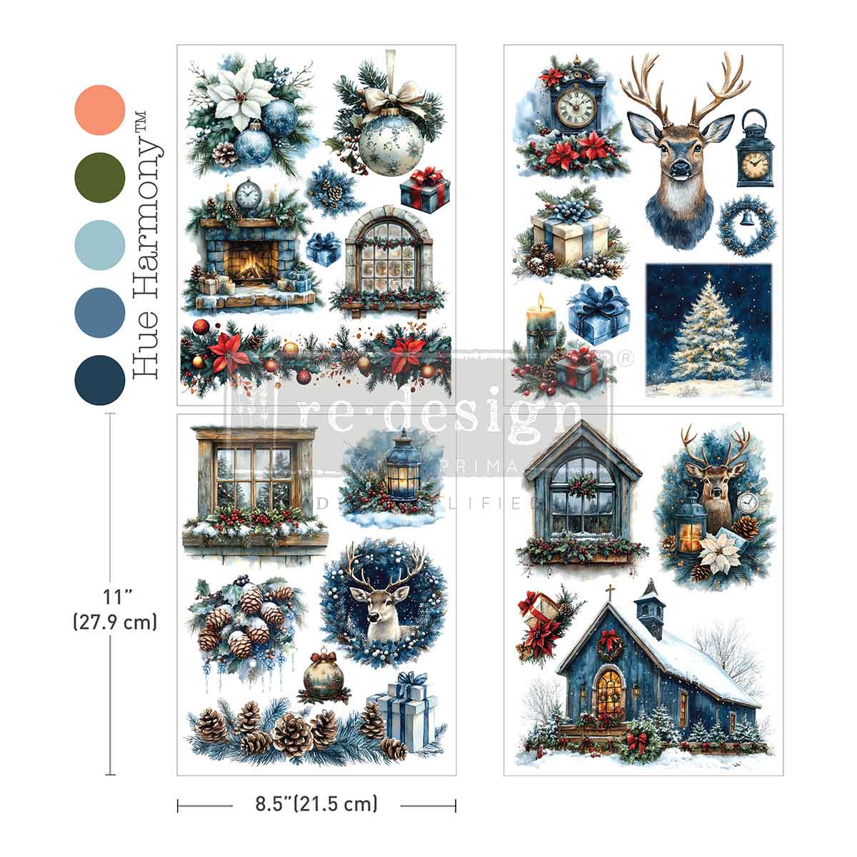 Middy Plus Transfers® – Quiet Country Blue – 3 sheets + 1 bonus sheet, 8.5″x11″