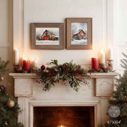 A3 Decoupage Fiber Pack – Snowy Village Charm – 2 sheets, 11.7″x16.5″