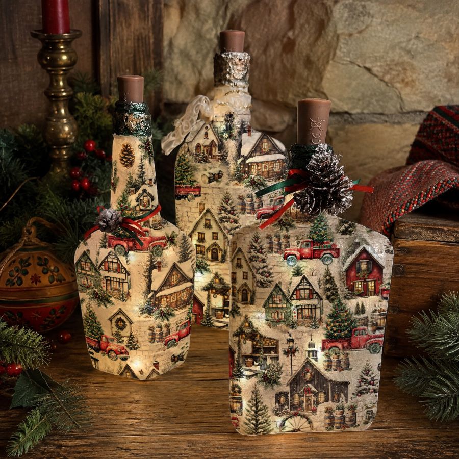 A3 Decoupage Fiber Pack – Snowy Village Charm – 2 sheets, 11.7″x16.5″