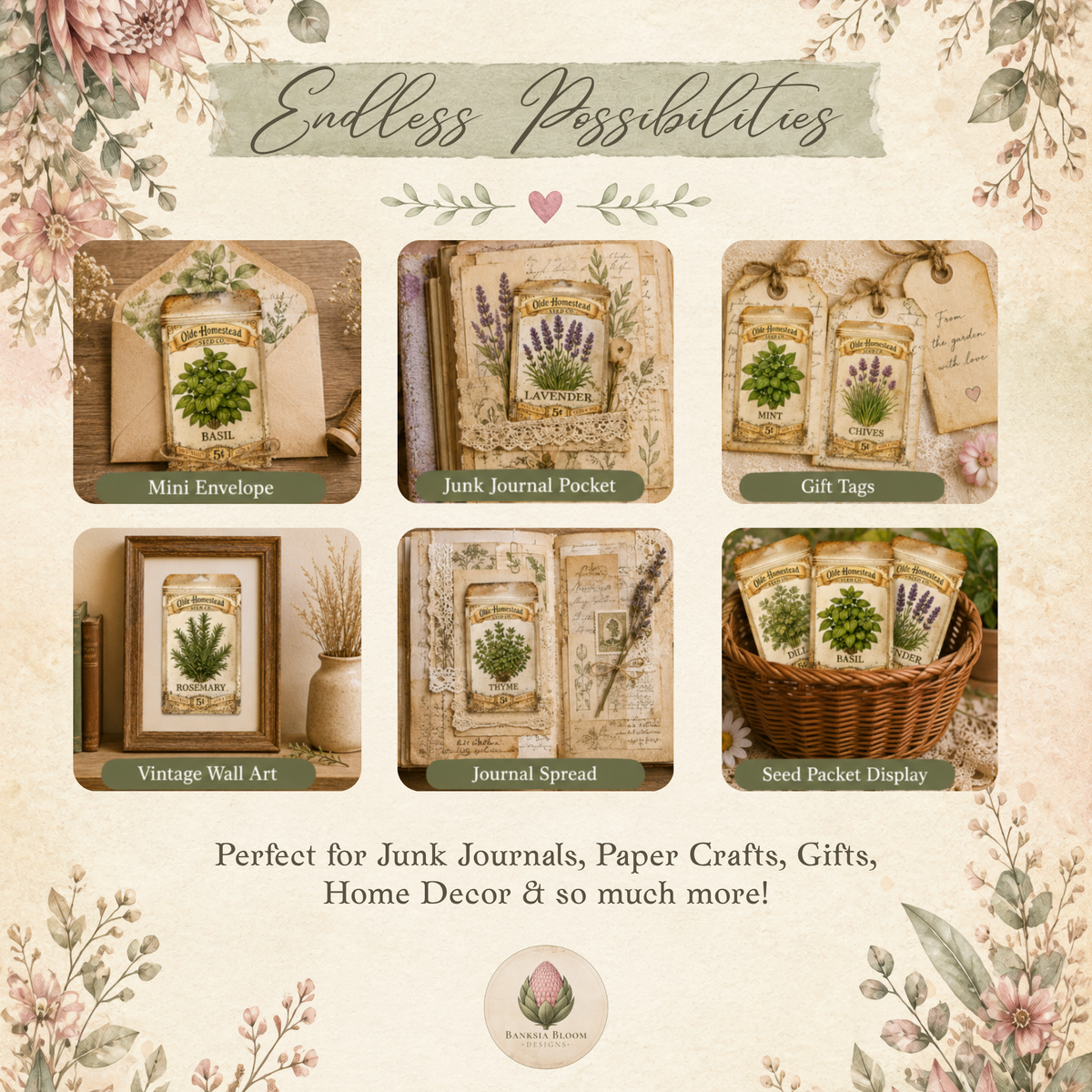 BBD Printable - Vintage Herbs Seed Packets