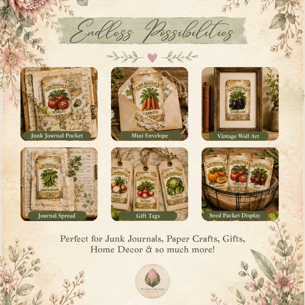BBD Printable - Vintage Veggie Seed Packets