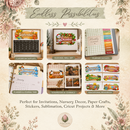 Clipart Pack - Classic Seasons Month Signs