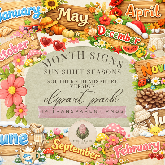 Clipart Pack - Sun-Shift Seasons Month Signs