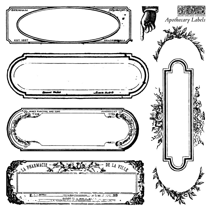 Iron Orchid Designs - Decor Stamp - Apothecary Labels (6 x 6)