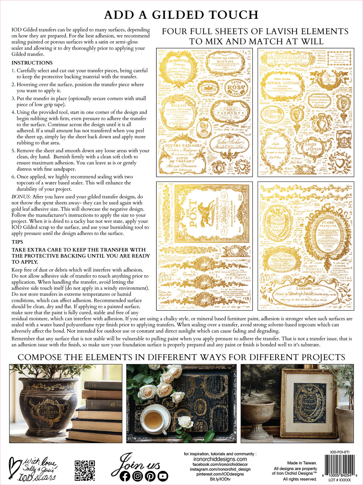 Iron Orchid Designs - Decor Transfer - Gilded Foil - Etiquettes
