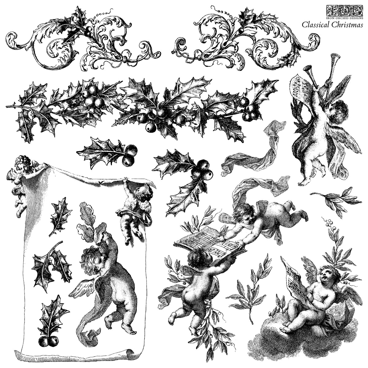 Iron Orchid Designs - Decor Stamp - Classical Christmas