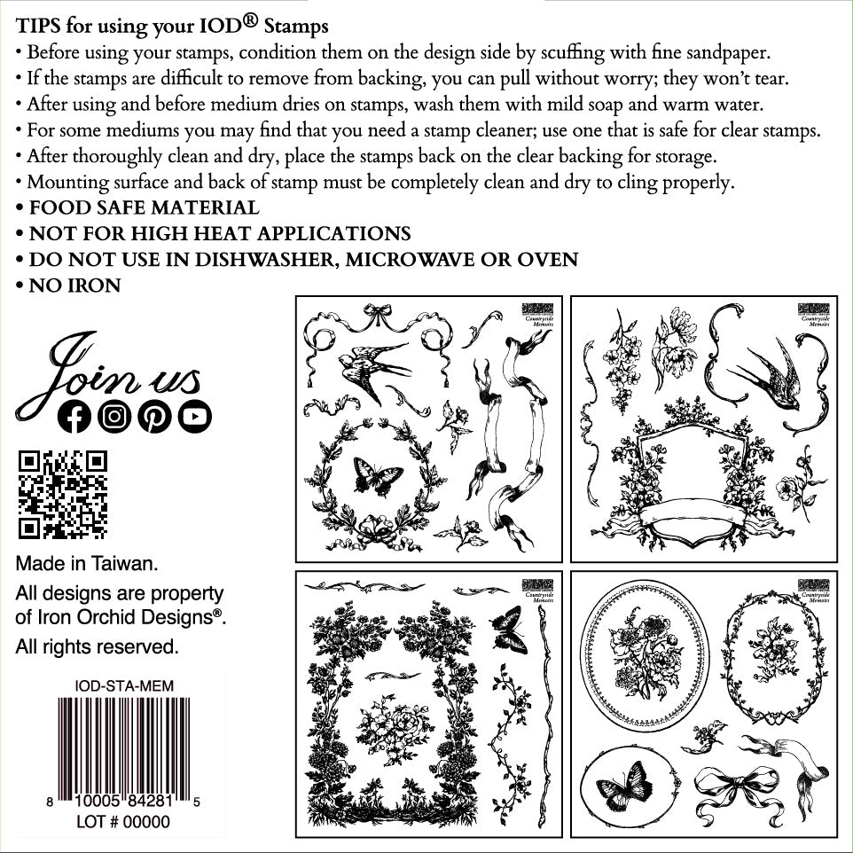 Iron Orchid Designs - Decor Stamp - Countryside Memoirs Labels (6 x 6)