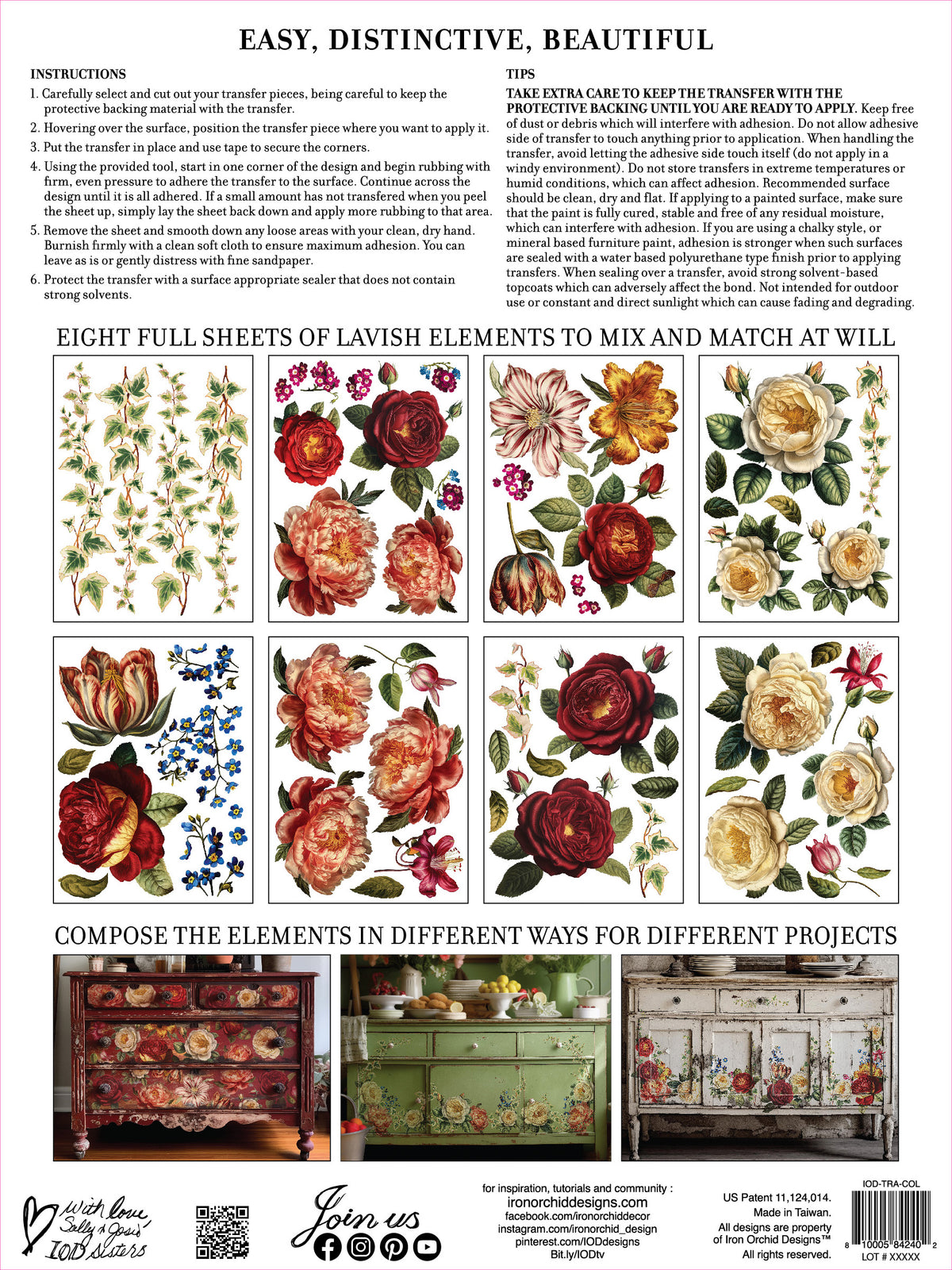 Iron Orchid Designs - Decor Transfer - Collage De Fleurs