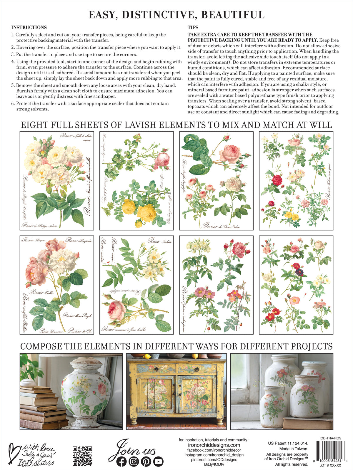 Iron Orchid Designs - Decor Transfer - Rose Botanical
