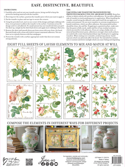 Iron Orchid Designs - Decor Transfer - Rose Botanical