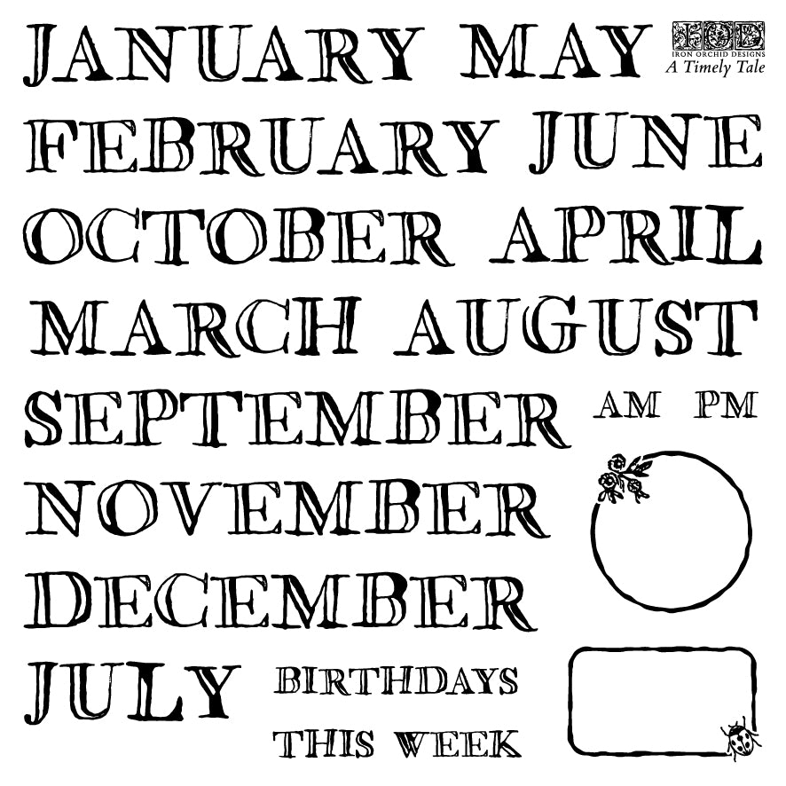 Iron Orchid Designs - Decor Stamp - A Timely Tale (6 x 6)