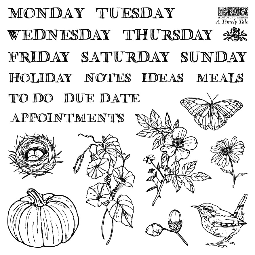 Iron Orchid Designs - Decor Stamp - A Timely Tale (6 x 6)