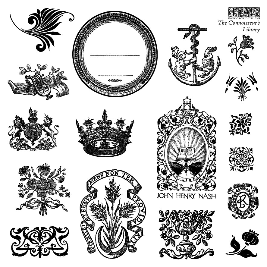 Iron Orchid Designs - Decor Stamp - The Connoisseur’s Library (6 x 6)