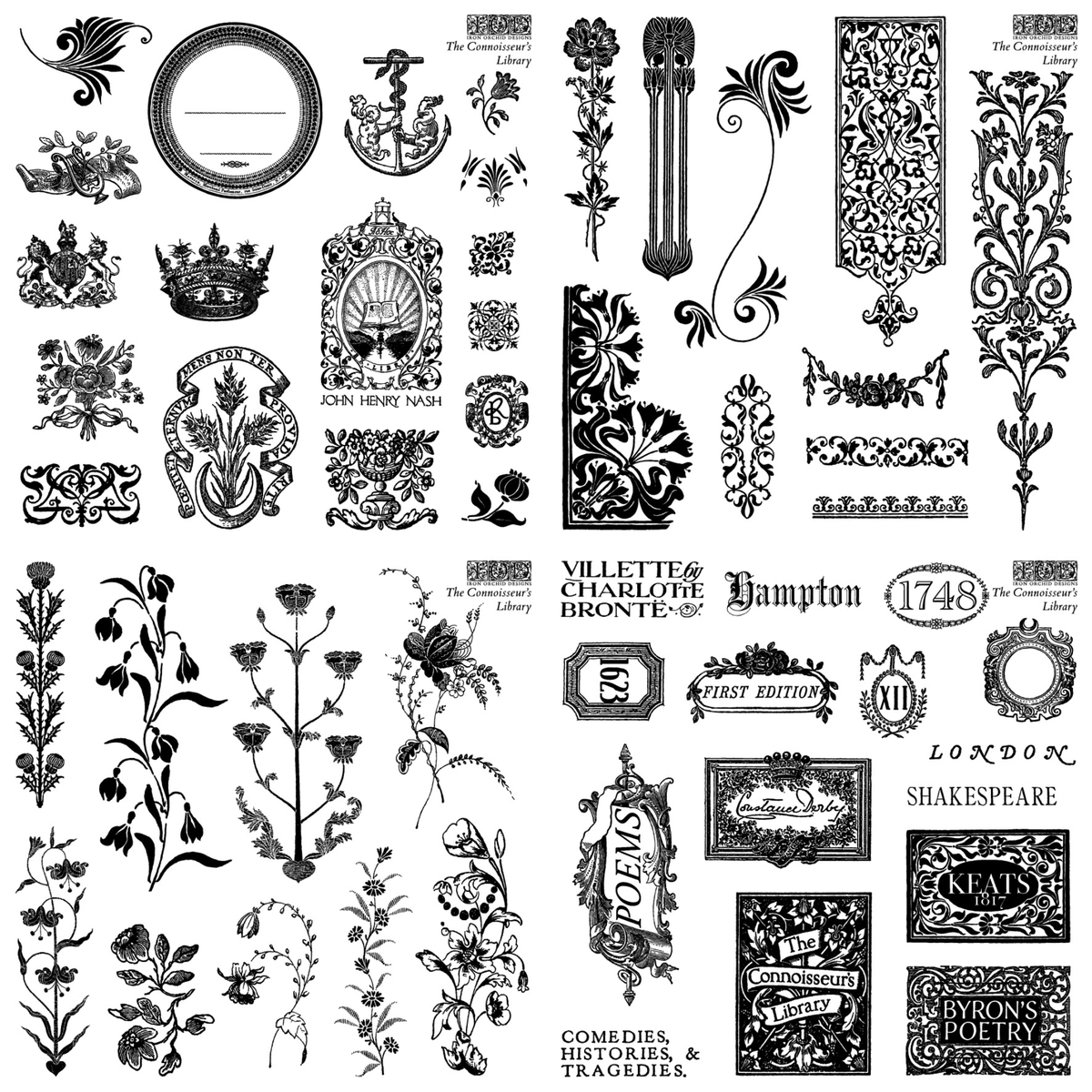 Iron Orchid Designs - Decor Stamp - The Connoisseur’s Library (6 x 6)