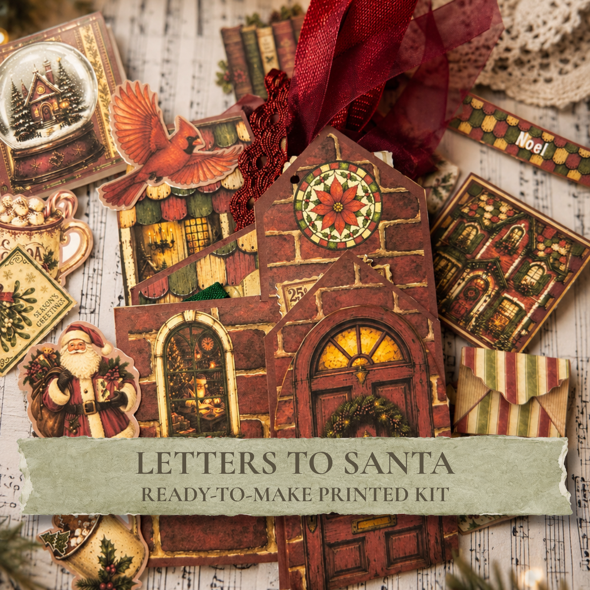 Letters to Santa ready-to-make printed Christmas folio kit